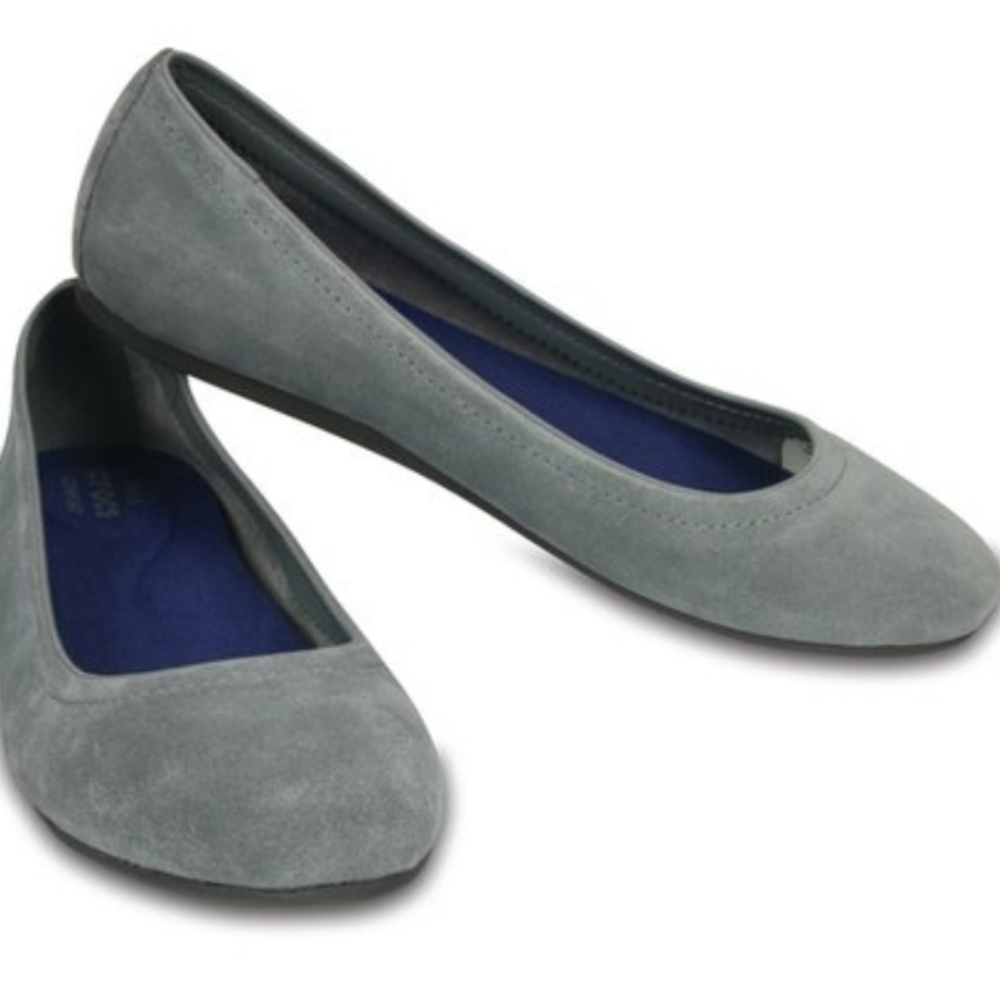 Grey Suede Crocs Flats 7 New